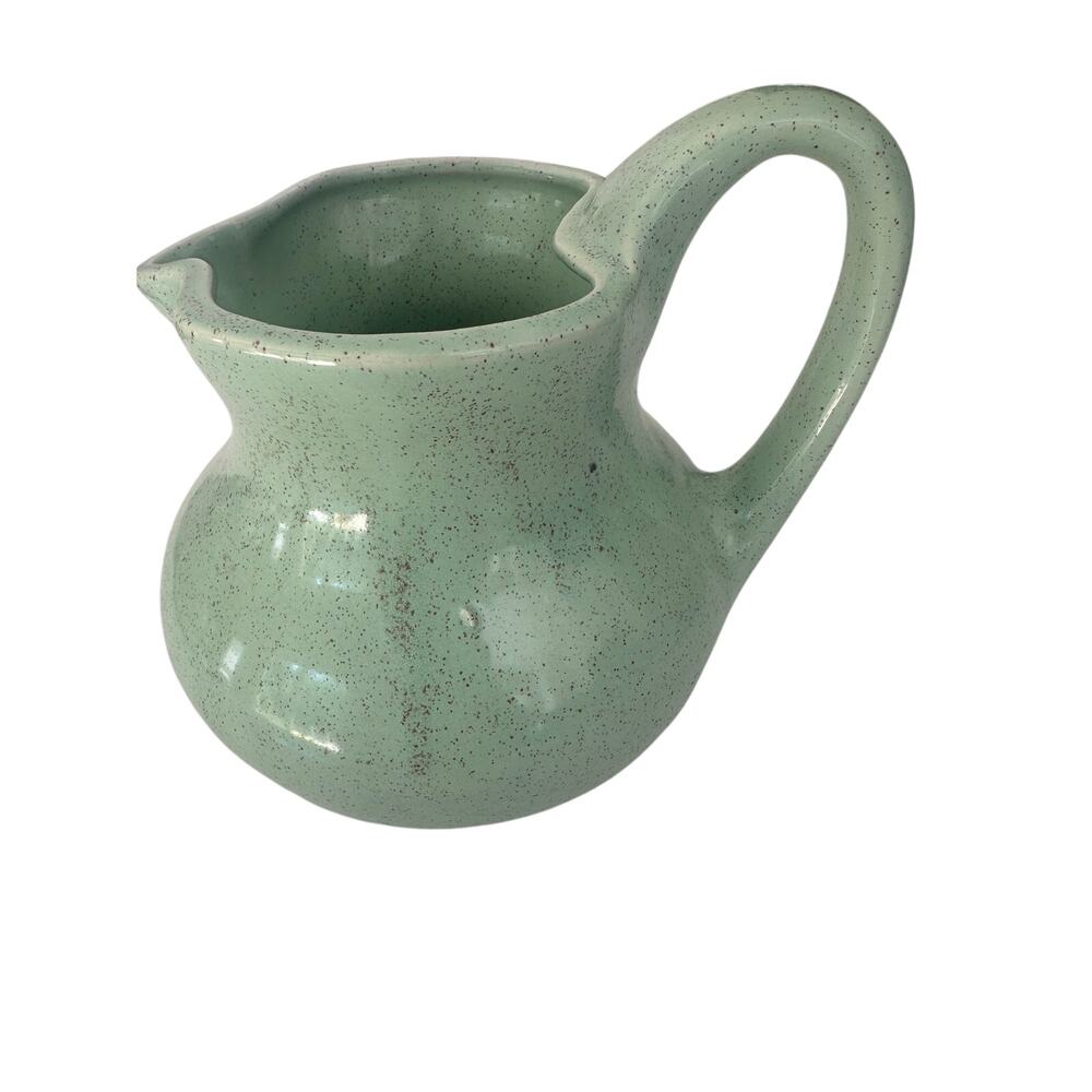Vintage Brush Pottery USA #83 Green Speckled Pitcher Mid Century Modern MCM